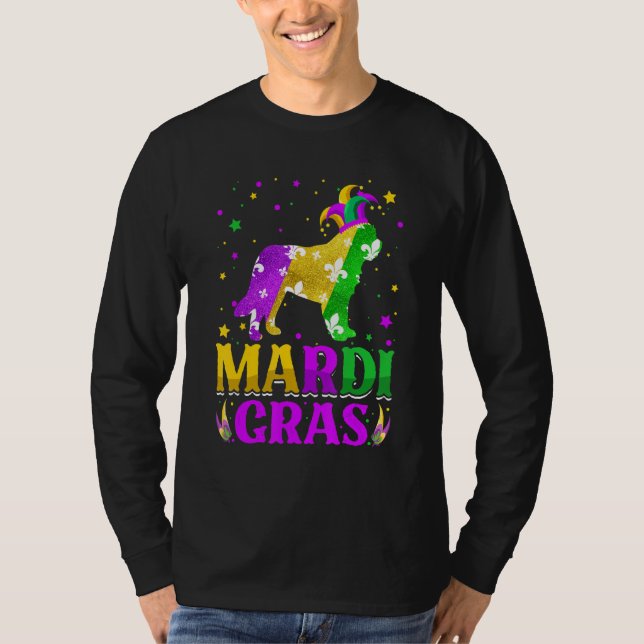 Camiseta Mardi Gras Bernard Dog Lover Carnival Jester (Frente)