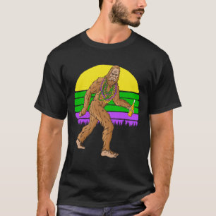 Camiseta Mardi Gras Bigfoot Miçangas E Beer Sasquatch Fat T