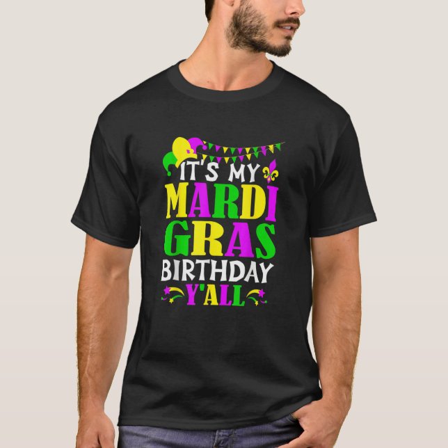 Camiseta Mardi Gras Birthday Costume É Meu Parto Mardi Gras (Frente)
