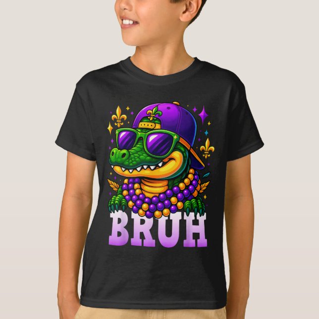 Camiseta Mardi Gras Bruh Mardigator Alligator Costume Teens (Frente)