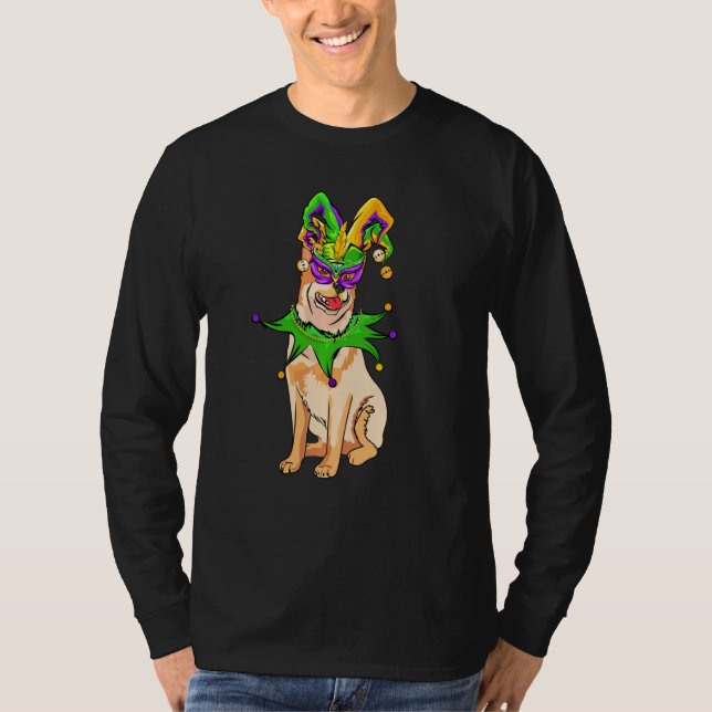 Camiseta Mardi Gras, Cachorro Australiano, Brinca De Chapéu (Frente)