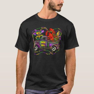 Camiseta Mardi Gras Caminhão Com Mask Fleur De Lis E Crawfi