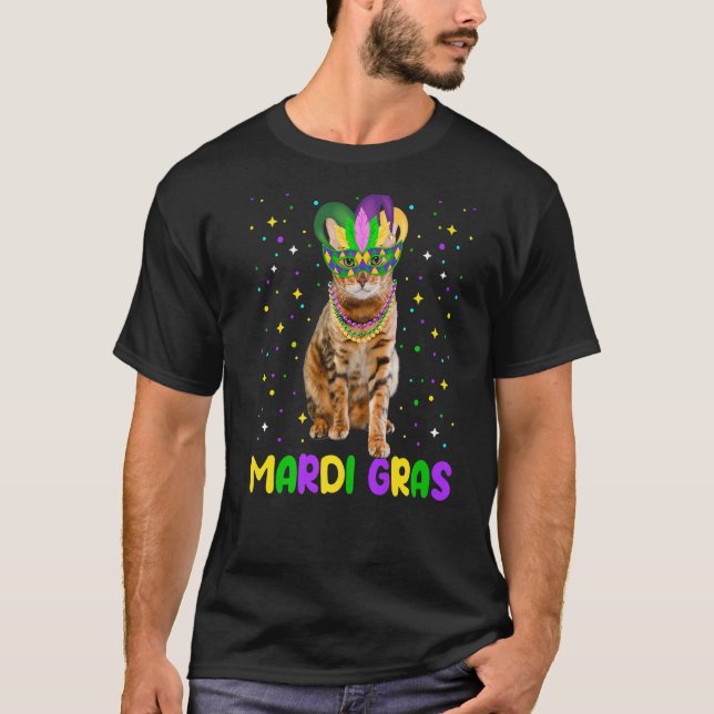 Camiseta Mardi Gras Carnavais de Gatos Bengalosos (Frente)