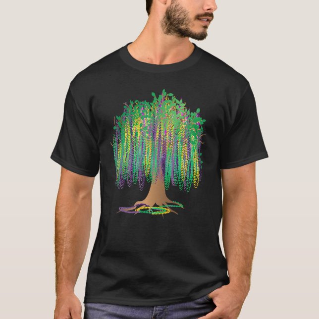 Camiseta Mardi Gras Carnaval do México - Urso de Árvore Grá (Frente)
