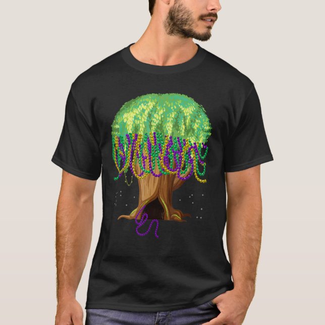 Camiseta Mardi Gras Carnaval do México - Urso de Árvore Grá (Frente)