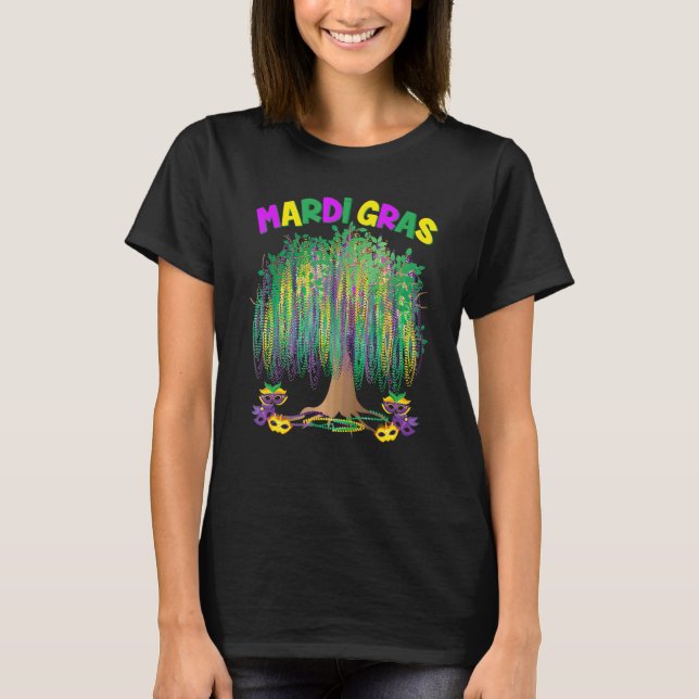 Camiseta Mardi Gras Carnaval do México - Urso de Árvore Grá (Frente)
