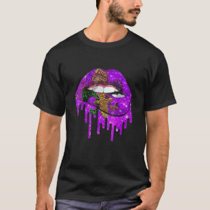 Camiseta Mardi Gras Carnaval Figurino Púrpura e Dourada Fle