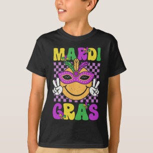 Camiseta Mardi Gras Carnaval Sorria Penas de Máscara