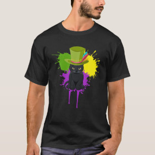 Camiseta Mardi Gras Cat Costume Celebrar Carnaval Vintage