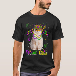 Camiseta Mardi Gras Cat Cute Ragdoll Máscara de Carnaval