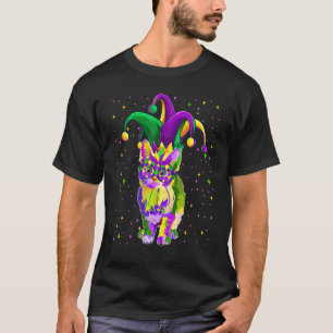 Camiseta Mardi Gras Cat Mask Funny Carnaval Parade Party Ca