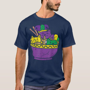 Camiseta Mardi Gras Cats Ramen Kawaii - Comida de macarrão 