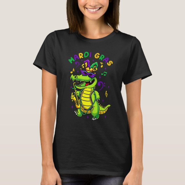 Camiseta Mardi Gras Celebration Alligator Crocodile Holiday (Frente)