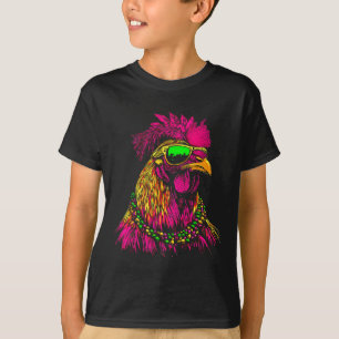 Camiseta Mardi Gras Chicken Sungles Miçanga Farmer New Orle