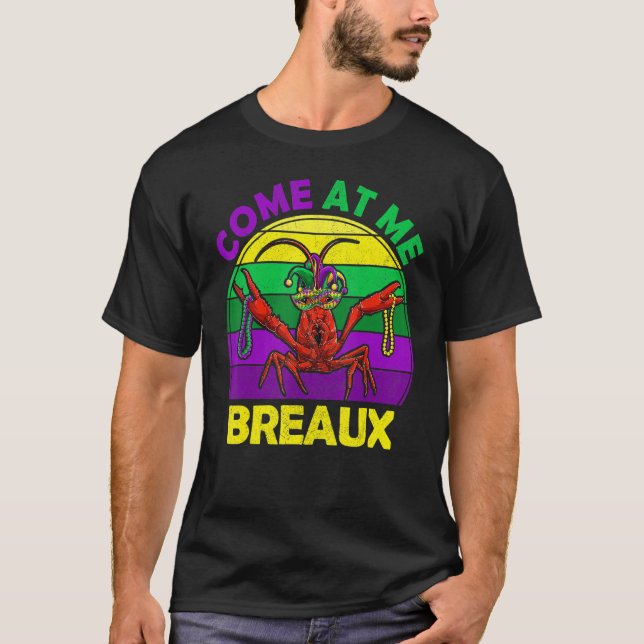 Camiseta Mardi Gras Come At Me Breaux Apparel Crawfish Caju (Frente)