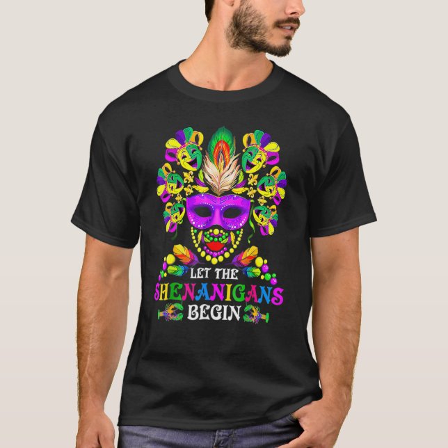 Camiseta Mardi Gras Costume Deixa Os Shenanigans Começarem  (Frente)
