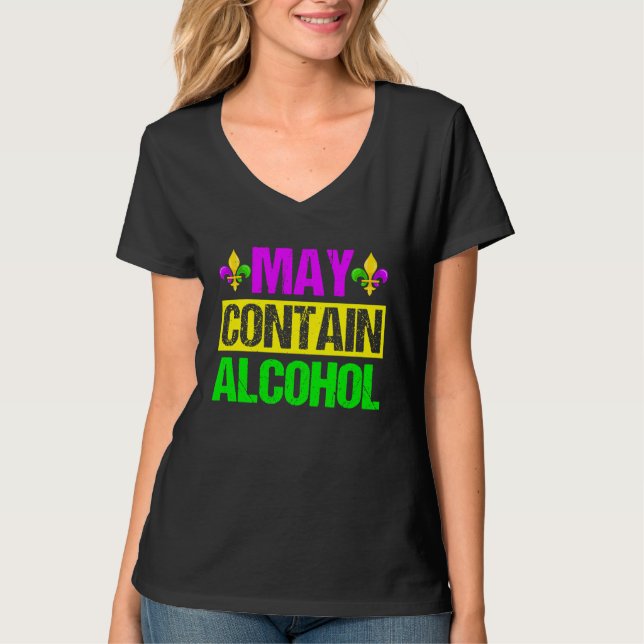 Camiseta Mardi Gras Costume May Contain Alcohol  Party Men  (Frente)