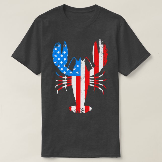 Camiseta Mardi Gras Crawfish com estrelas americanas e estr (Frente do Design)