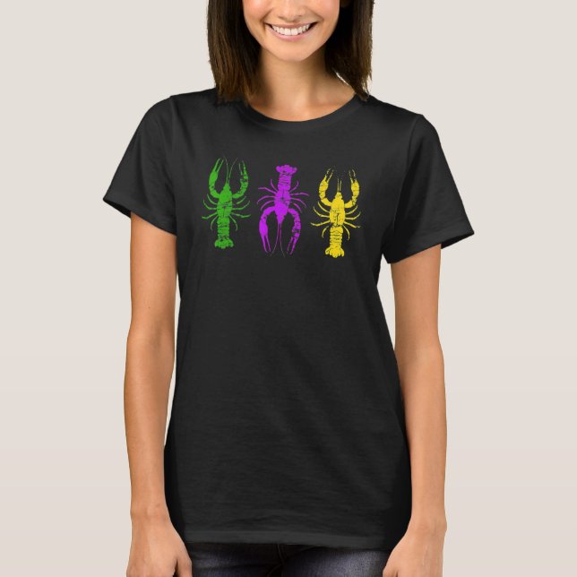 Camiseta Mardi Gras Crawfish Jester Hat Bead Tee New Orlean (Frente)