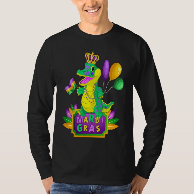 Camiseta Mardi Gras Crocodile Alligator Lover New Orleans L (Frente)