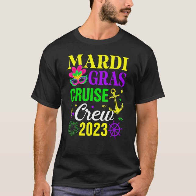 Camiseta Mardi Gras Cruise Crew 2023 Cruising Mask New Orle (Frente)