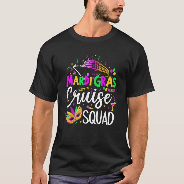 Camiseta Mardi Gras Cruise Crew Cruise Mask Cruise Navio P (Frente)