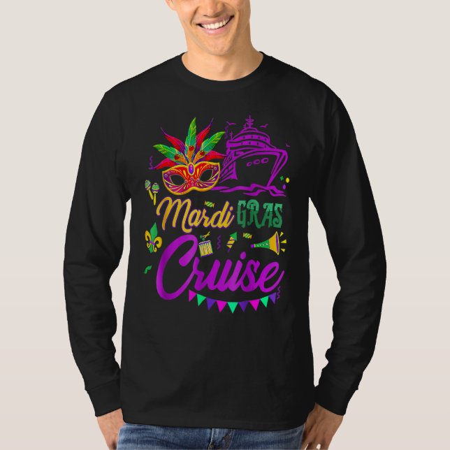 Camiseta Mardi Gras Cruise Cruising Mask Cruise Party Costu (Frente)