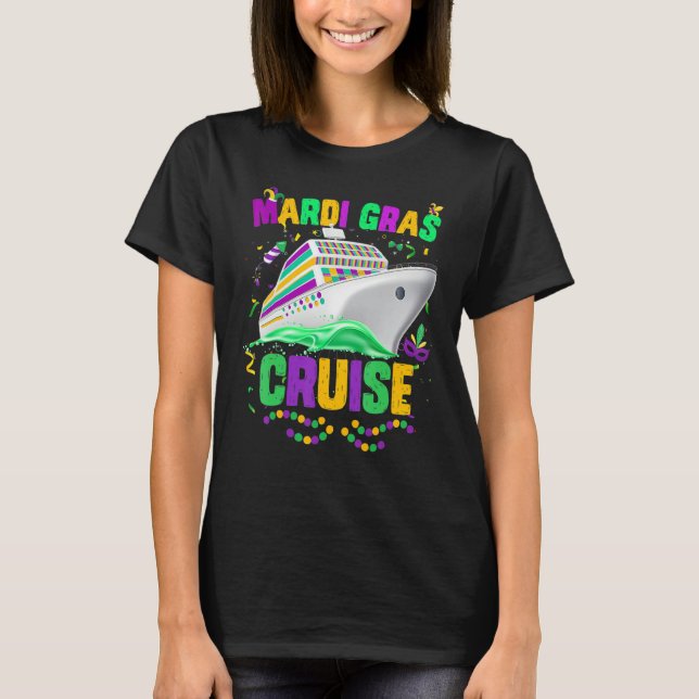 Camiseta Mardi Gras Cruise Cruising Mask Cruise Ship Party  (Frente)