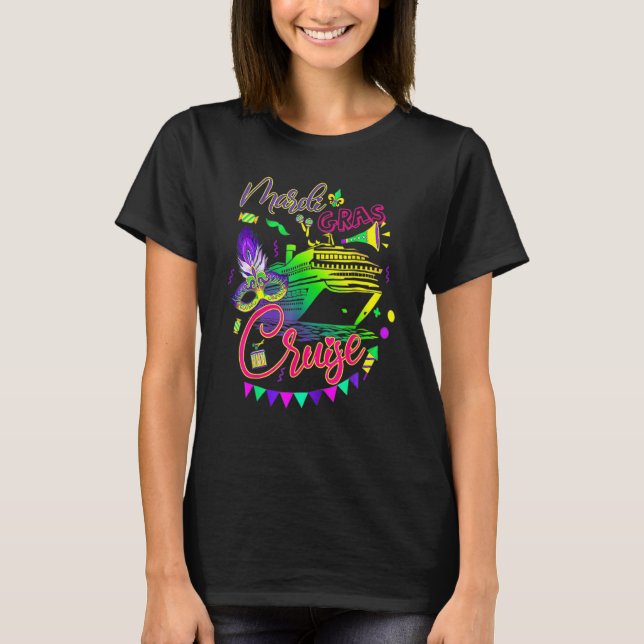 Camiseta Mardi Gras Cruise Cruising Mask Cruise Ship Party  (Frente)