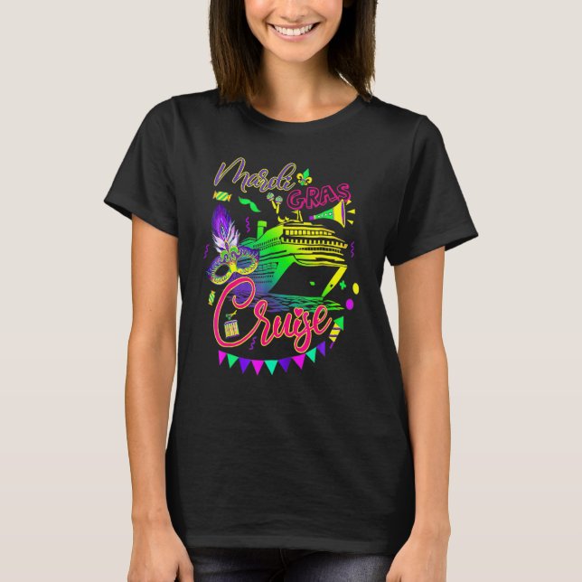 Camiseta Mardi Gras Cruise Cruising Mask Cruise Ship Party  (Frente)