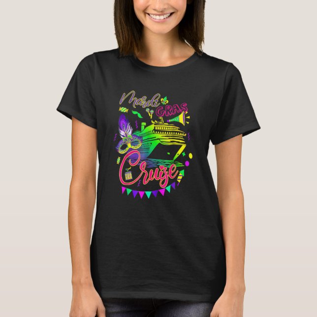 Camiseta Mardi Gras Cruise Cruising Mask Cruise Ship Party  (Frente)