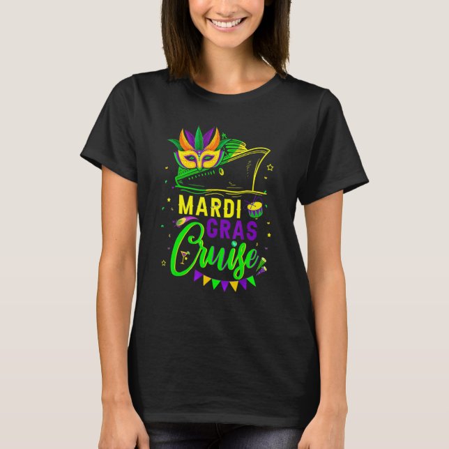 Camiseta Mardi Gras Cruise Cruising Mask Cruise Ship Party  (Frente)