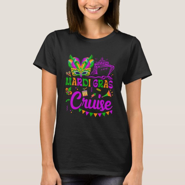 Camiseta Mardi Gras Cruise Cruising Mask Miçanga Cruise Nav (Frente)