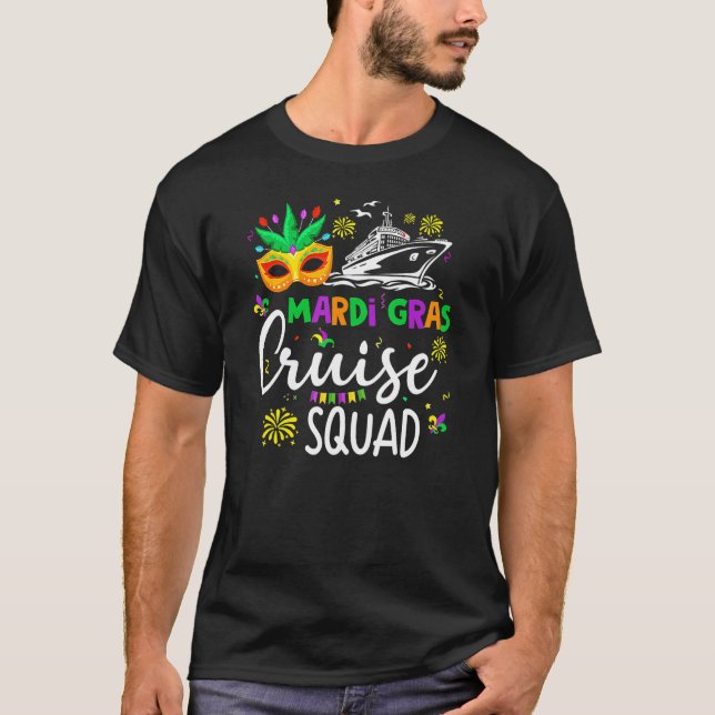 Camiseta Mardi Gras Cruise Funny Cruising Mask Cruise Ship  (Frente)