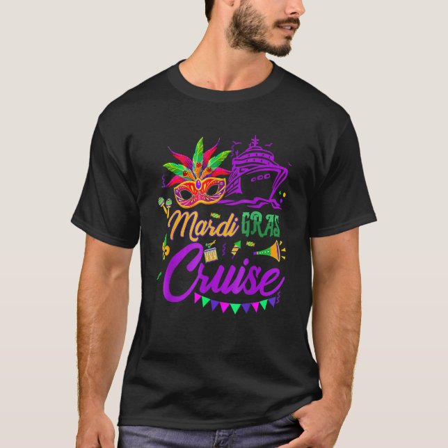 Camiseta Mardi Gras Cruise Mask Cruise Ship Party (Frente)