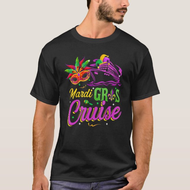 Camiseta Mardi Gras Cruise Mask Cruise Ship Party Figuram (Frente)