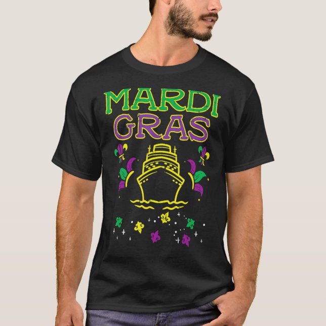 Camiseta Mardi Gras Cruise Ship Cruising Cranival Men Mulhe (Frente)