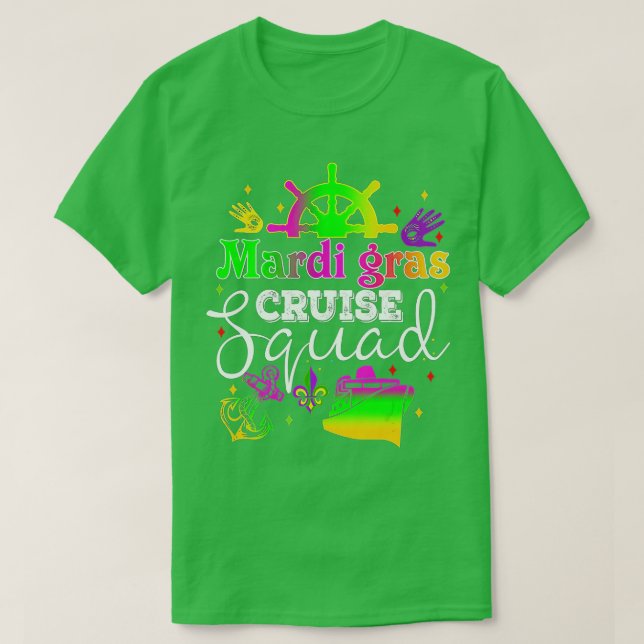 Camiseta Mardi Gras Cruise Squad Carnival Costume Celebrati (Frente do Design)