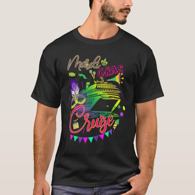 Camiseta Mardi Gras Cruise Squad Cruising Mask Cruise Ship (Frente)