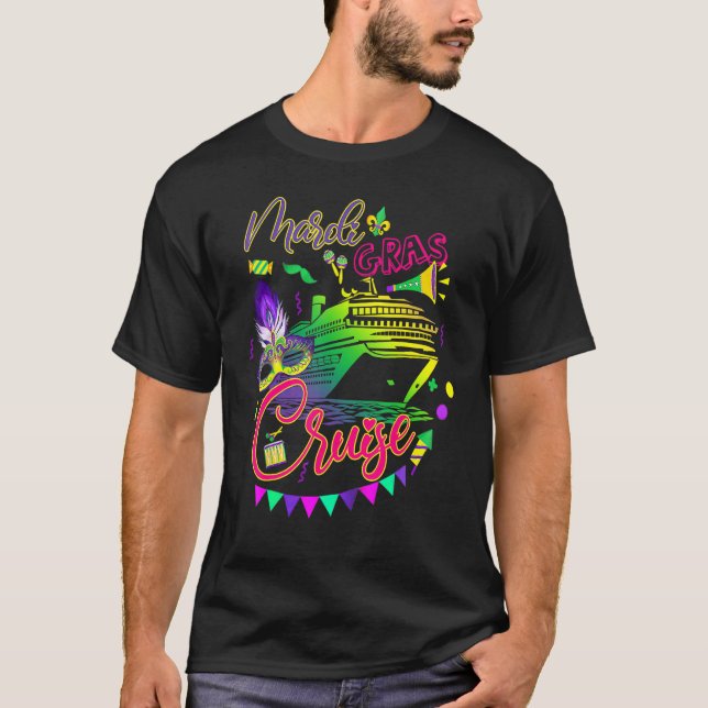 Camiseta Mardi Gras Cruise Squad Cruising Mask Cruise Ship (Frente)
