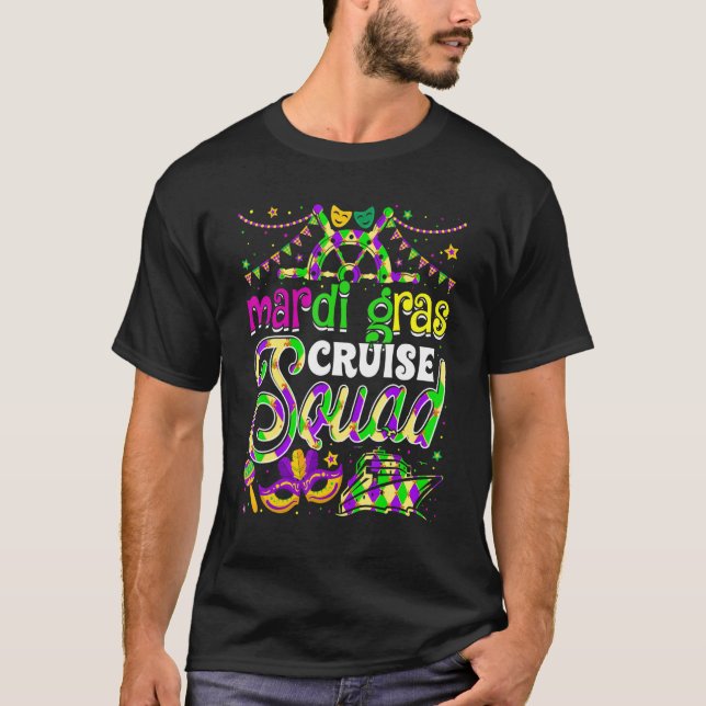Camiseta Mardi Gras Cruise Squad Cruising Mask Cruise Ship (Frente)