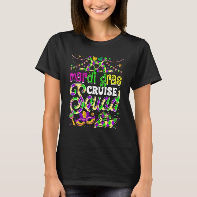 Camiseta Mardi Gras Cruise Squad Cruising Mask Cruise Ship (Frente)