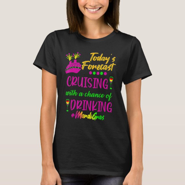 Camiseta Mardi Gras Cruise Today Forecast Group Matching Ou (Frente)