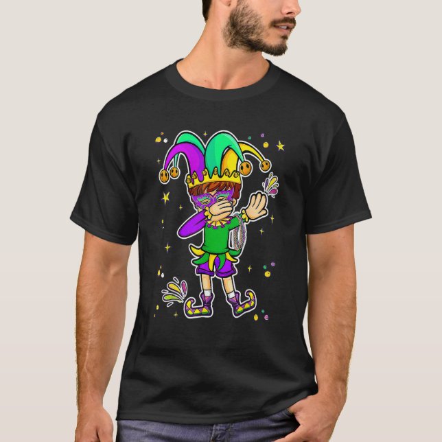 Camiseta Mardi Gras Dabbing Boy New Orleans Carnaval (Frente)