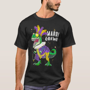 Camiseta Mardi Gras Dabbing Rex Dinosaur Mardi Grawr Bead C