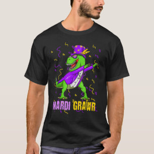 Camiseta Mardi Gras Dabbing Rex Dinosaur Mardi Grawr Bead C