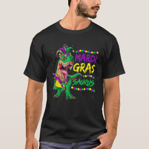 Camiseta Mardi Gras Dabbing Rex Dinosaur Mardi Grawr Bead C