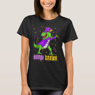 Camiseta Mardi Gras Dabbing Rex Dinosaur Mardi Grawr Bead C
