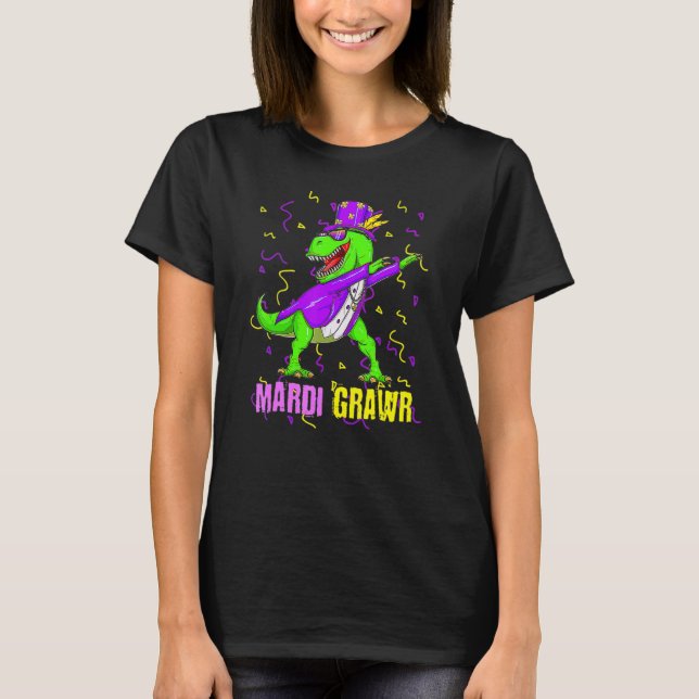 Camiseta Mardi Gras Dabbing T Rex Dinosaur Funny Carnival M (Frente)