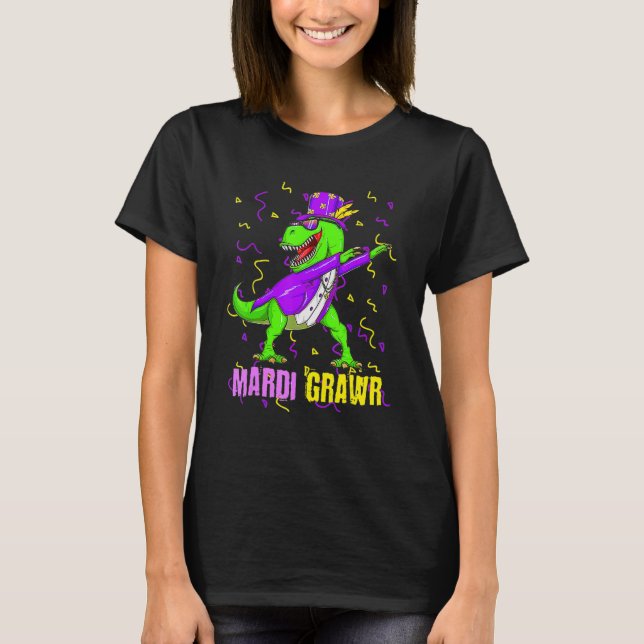 Camiseta Mardi Gras Dabbing T Rex Dinosaur Funny Carnival M (Frente)